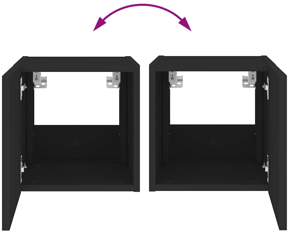 TV staliukas Sieninės TV spintelės su LED, 2vnt., juodos, 30,5x35x30cm
