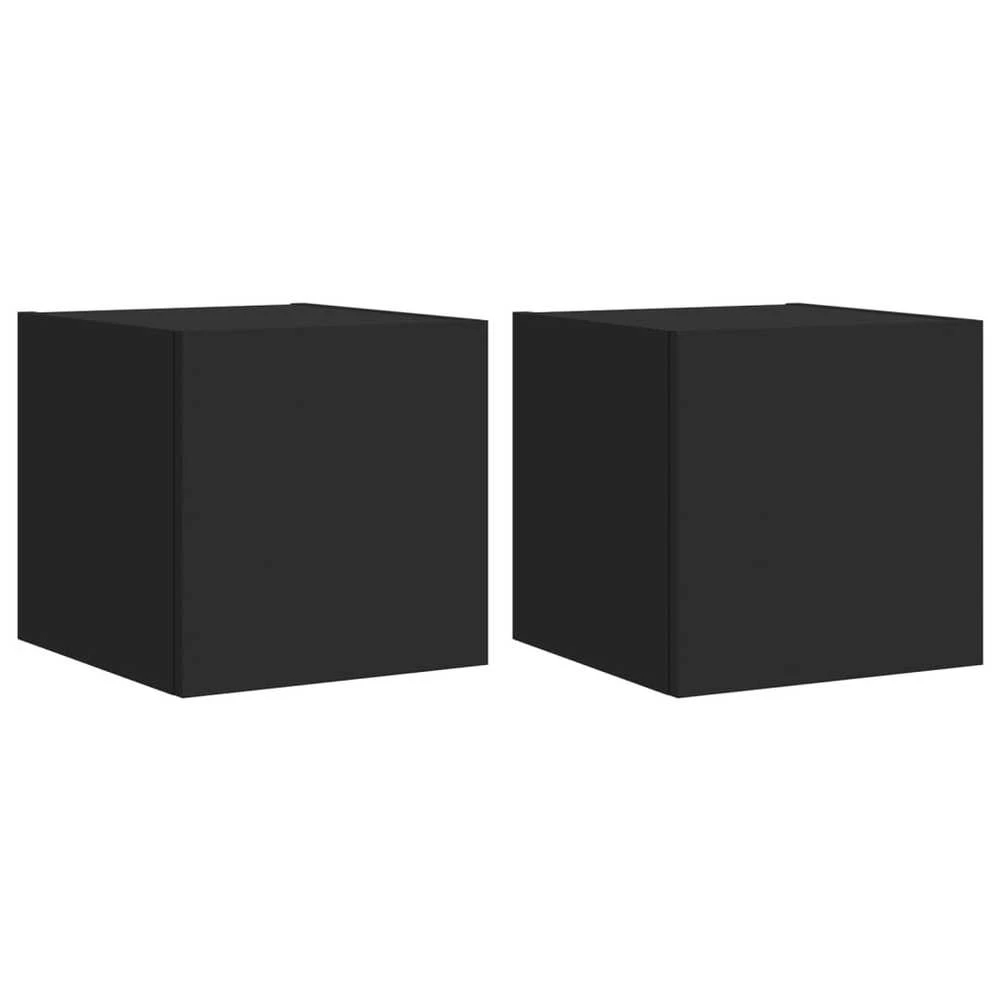 TV staliukas Sieninės TV spintelės su LED, 2vnt., juodos, 30,5x35x30cm