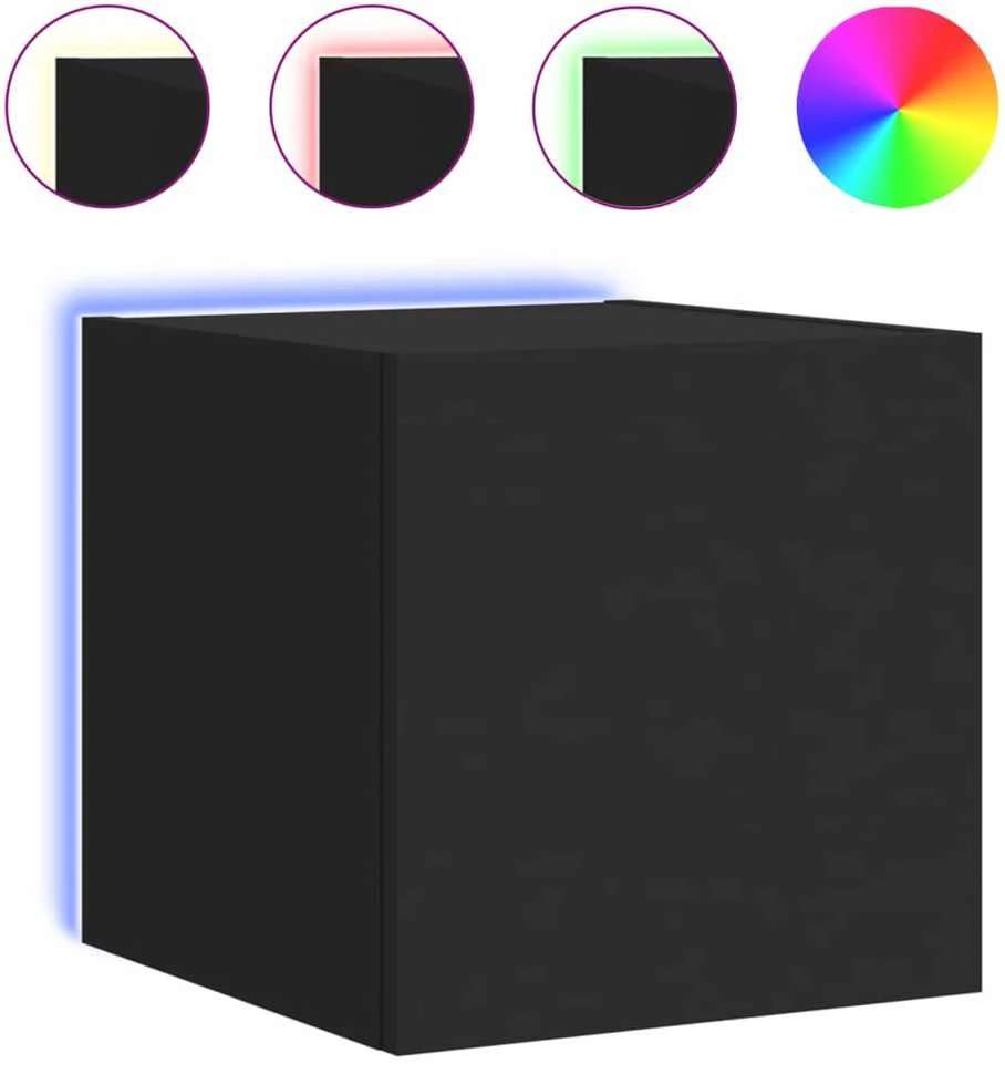 TV staliukas Sieninės TV spintelės su LED, 2vnt., juodos, 30,5x35x30cm