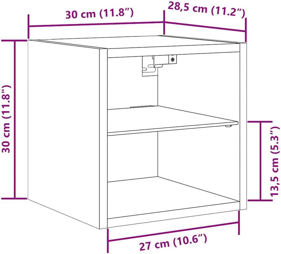 TV staliukas Sieninės TV spintelės su LED, 2vnt., medienos, 30x28,5x30cm