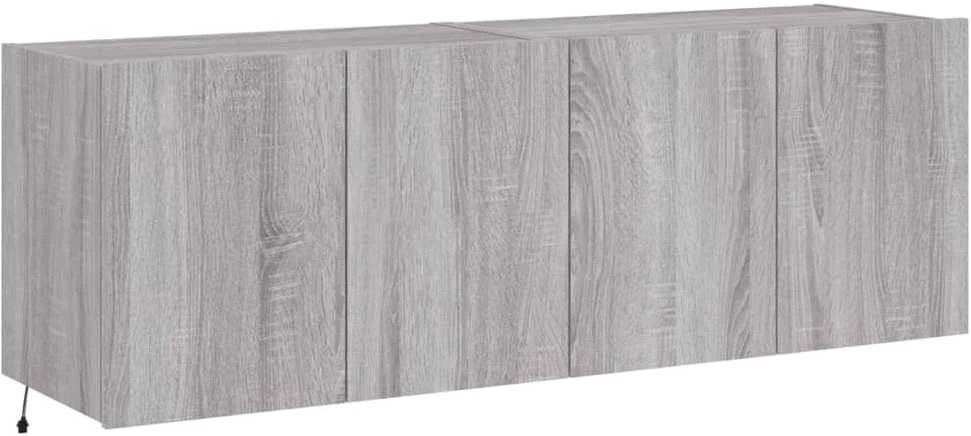 TV staliukas Sieninės TV spintelės su LED, 2vnt., pilkos ąžuolo, 60x35x41cm