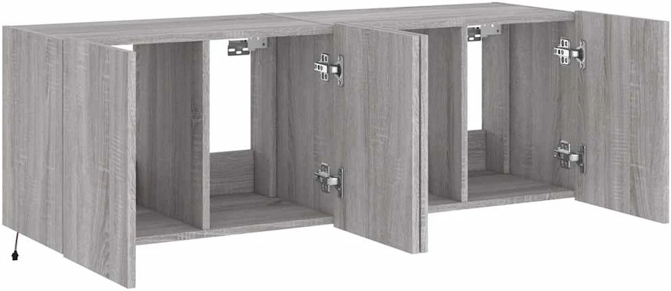 TV staliukas Sieninės TV spintelės su LED, 2vnt., pilkos ąžuolo, 60x35x41cm
