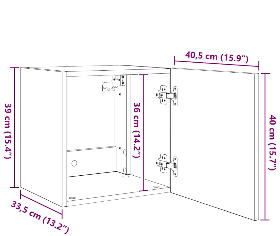 TV staliukas Sieninės TV spintelės su LED, 2vnt., pilkos, 40,5x35x40cm