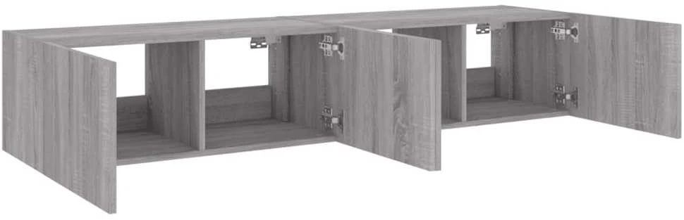 TV staliukas Sieninės TV spintelės su LED, 2vnt., pilkos ąžuolo, 80x35x31cm