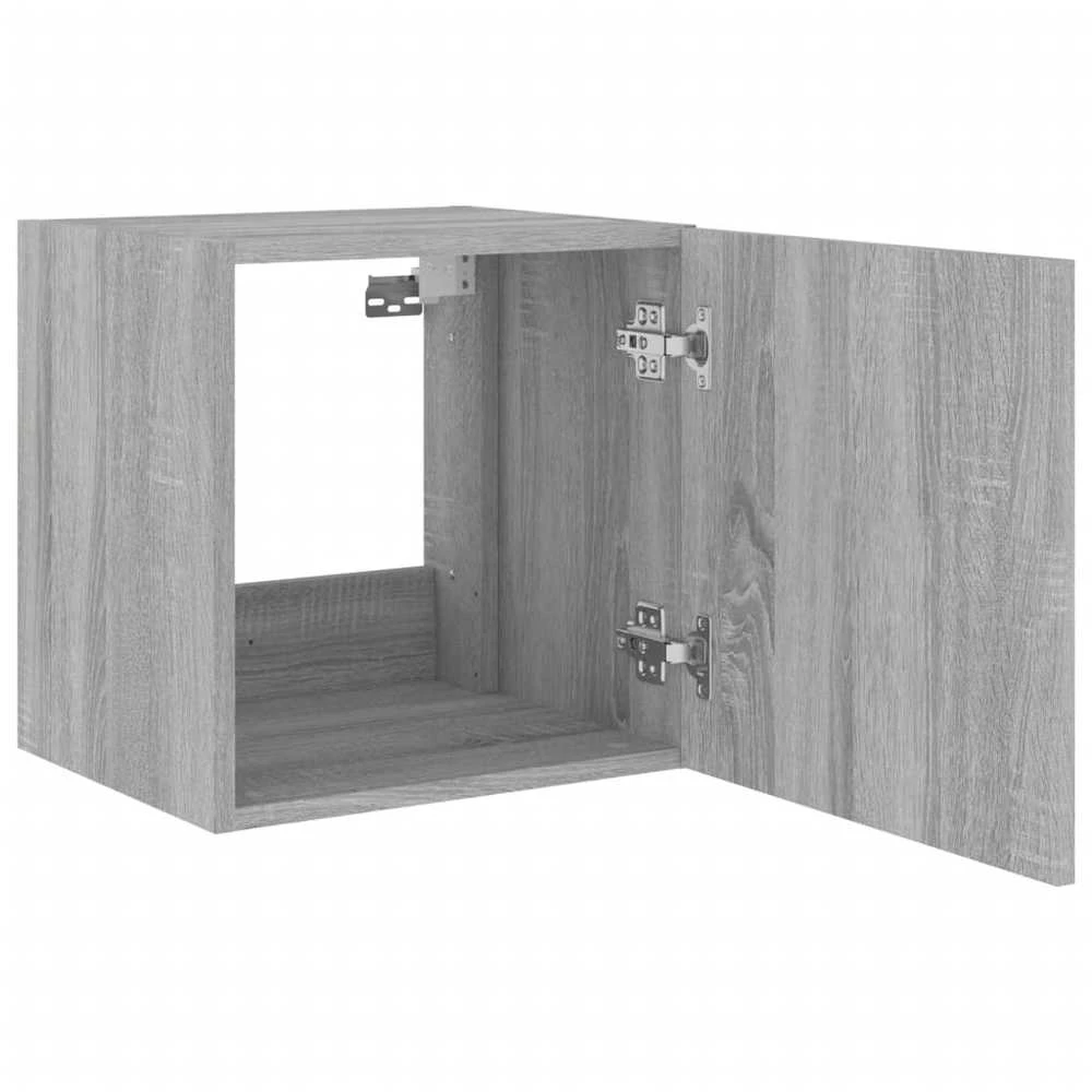 TV staliukas Sieninės TV spintelės su LED, 2vnt., pilkos, 40,5x35x40cm