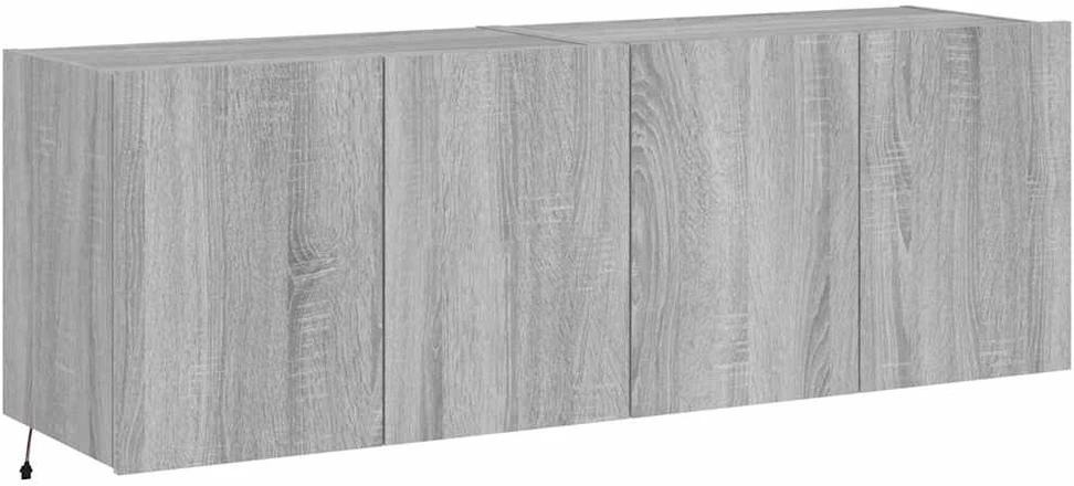 TV staliukas Sieninės TV spintelės su LED, 2vnt., pilkos ąžuolo, 60x35x41cm