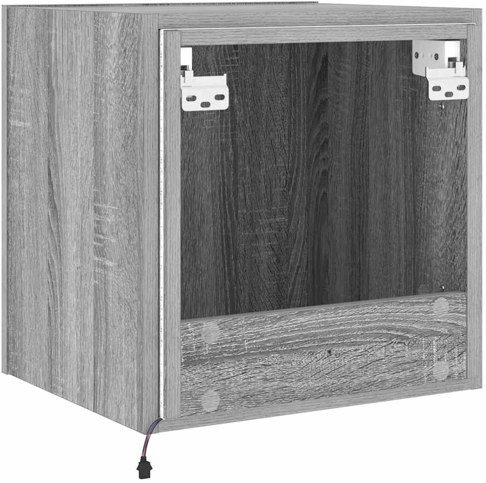 TV staliukas Sieninės TV spintelės su LED, 2vnt., pilkos, 40,5x35x40cm