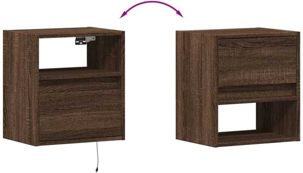 TV staliukas Sieninės TV spintelės su LED, 2vnt., rudos ąžuolo, 41x31x45cm