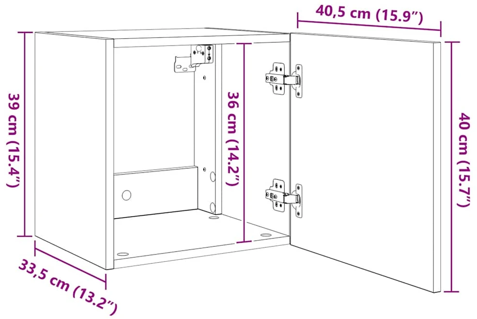 TV staliukas Sieninės TV spintelės su LED, 2vnt., rudos, 40,5x35x40cm