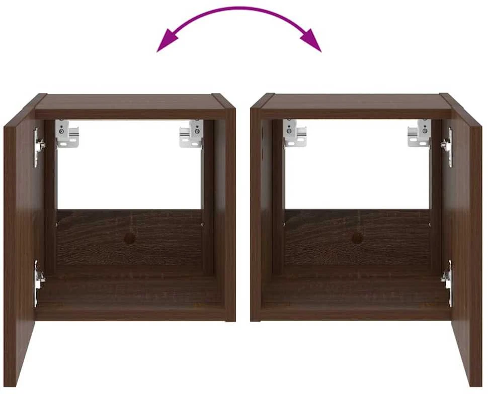 TV staliukas Sieninės TV spintelės su LED, 2vnt., rudos, 30,5x35x30cm