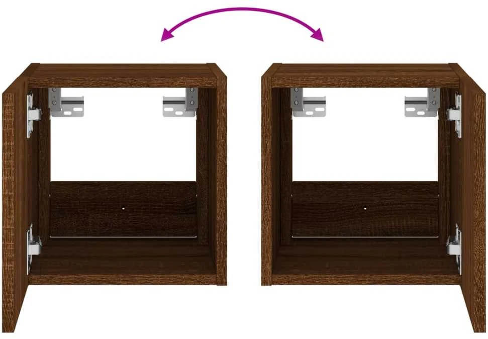 TV staliukas Sieninės TV spintelės su LED, 2vnt., rudos, 30,5x35x30cm
