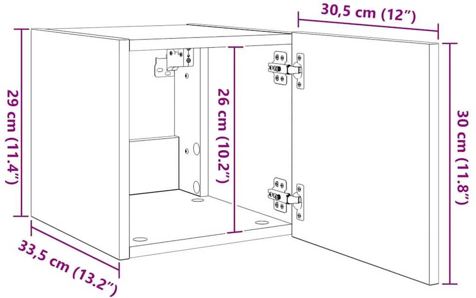 TV staliukas Sieninės TV spintelės su LED, 2vnt., rudos, 30,5x35x30cm