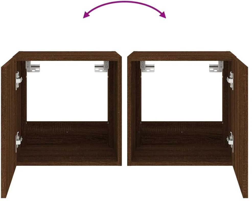 TV staliukas Sieninės TV spintelės su LED, 2vnt., rudos, 40,5x35x40cm