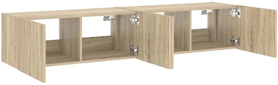 TV staliukas Sieninės TV spintelės su LED, 2vnt., sonoma ąžuolo, 80x35x31cm