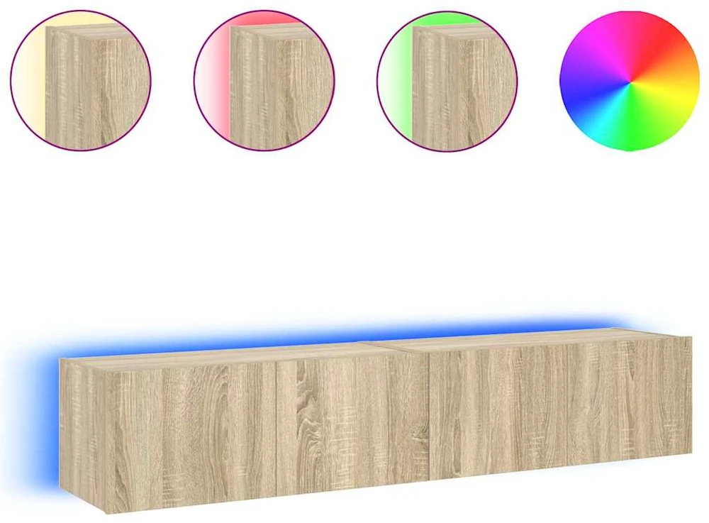 TV staliukas Sieninės TV spintelės su LED, 2vnt., sonoma ąžuolo, 80x35x31cm