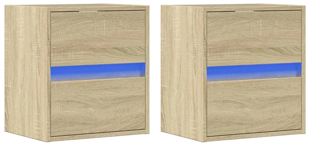 TV staliukas Sieninės TV spintelės su LED, 2vnt., sonoma ąžuolo, 41x31x45cm
