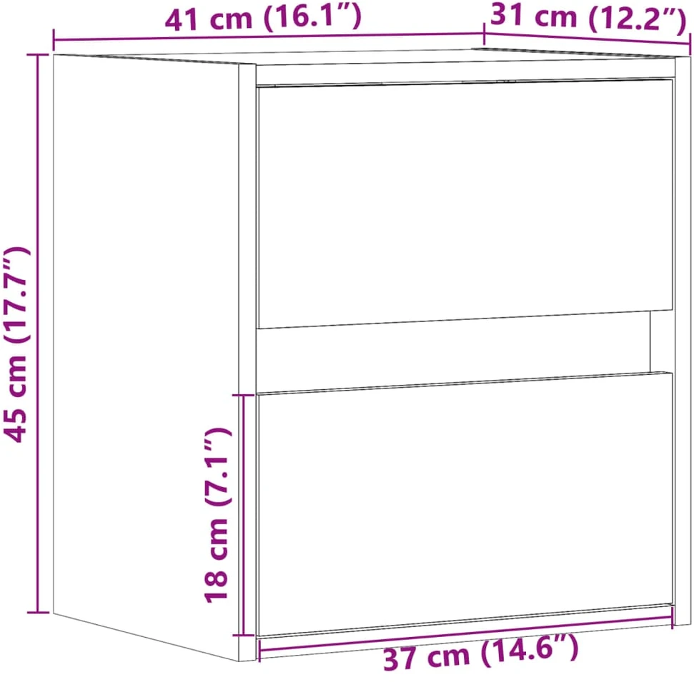 TV staliukas Sieninės TV spintelės su LED, 2vnt., sonoma ąžuolo, 41x31x45cm