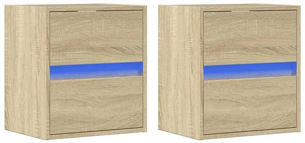 TV staliukas Sieninės TV spintelės su LED, 2vnt., sonoma ąžuolo, 41x31x45cm