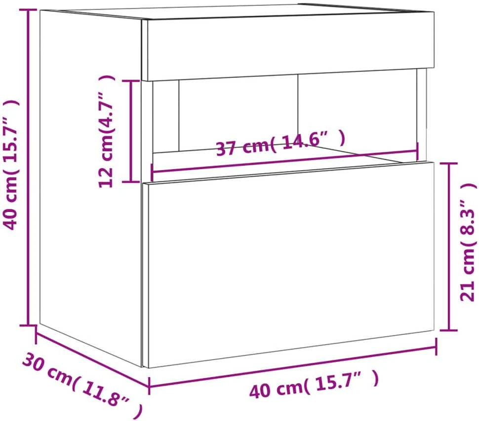TV staliukas Sieninės TV spintelės su LED, 2vnt., sonoma ąžuolo, 40x30x40cm