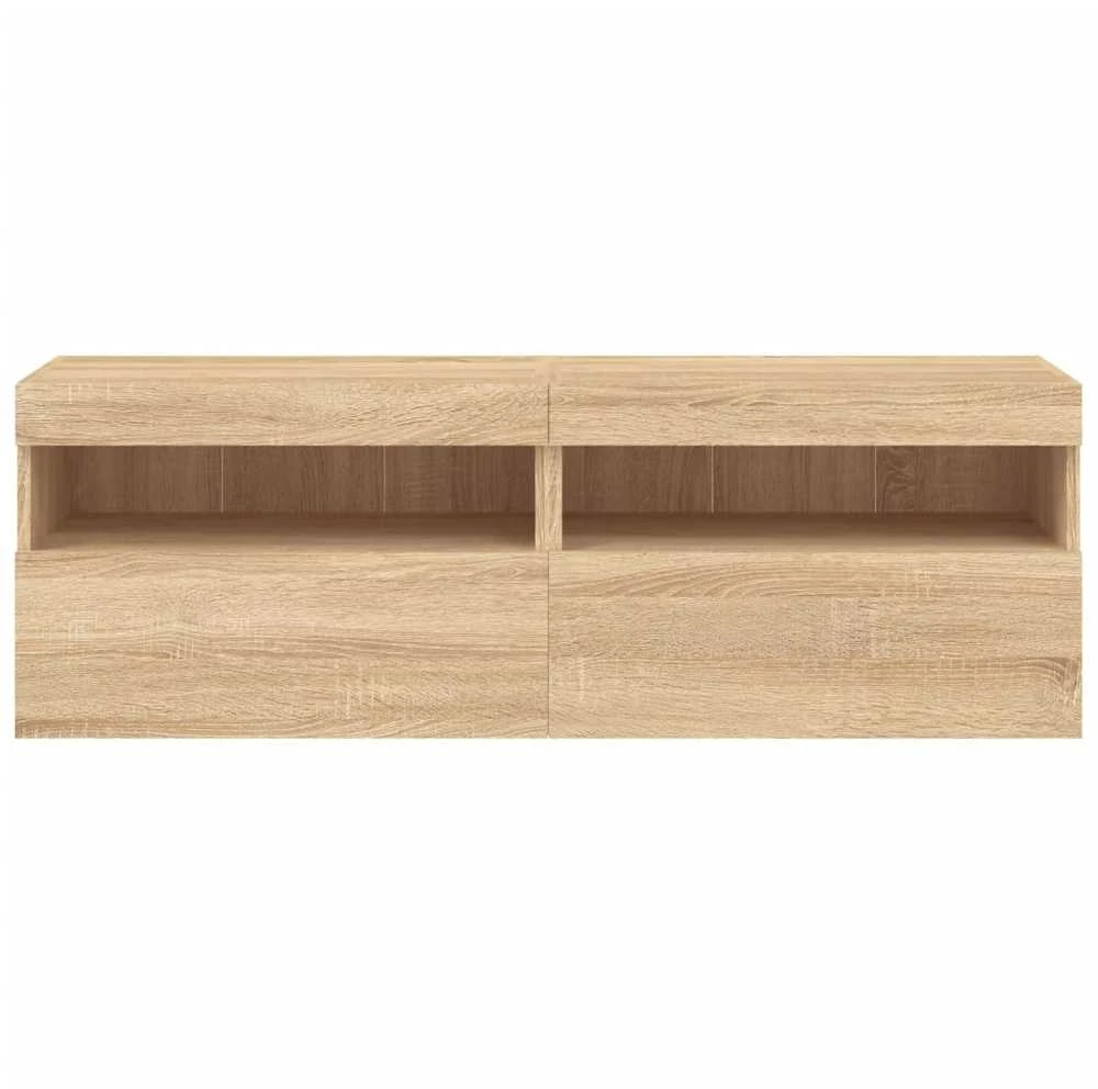 TV staliukas Sieninės TV spintelės su LED, 2vnt., sonoma ąžuolo, 60x30x40cm
