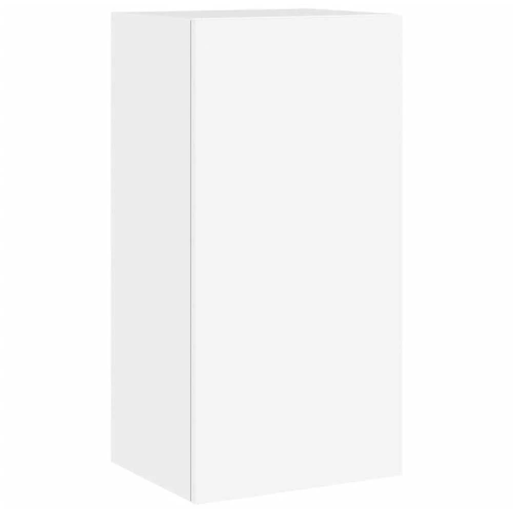 TV staliukas Sieninės TV spintelės su LED lemputėmis, 4 dalių, baltos
