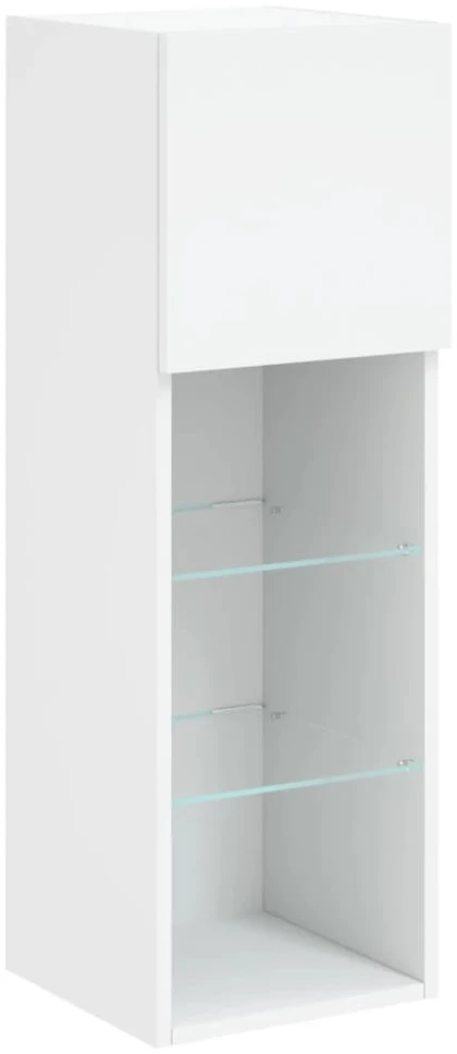 TV staliukas Sieninės TV spintelės su LED lemputėmis, 4 dalių, baltos