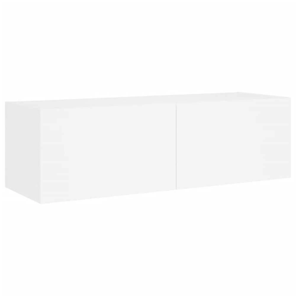 TV staliukas Sieninės TV spintelės su LED lemputėmis, 5 dalių, baltos