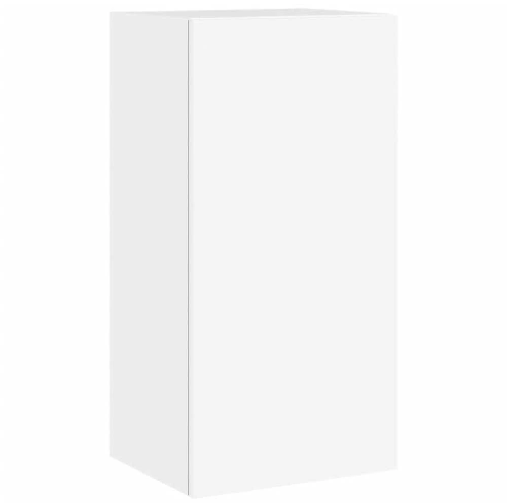 TV staliukas Sieninės TV spintelės su LED lemputėmis, 4 dalių, baltos