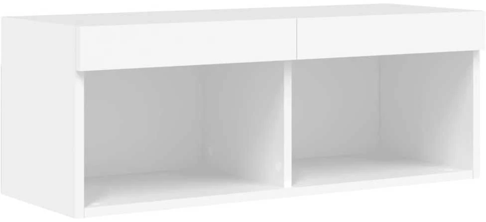 TV staliukas Sieninės TV spintelės su LED lemputėmis, 8vnt., baltos spalvos