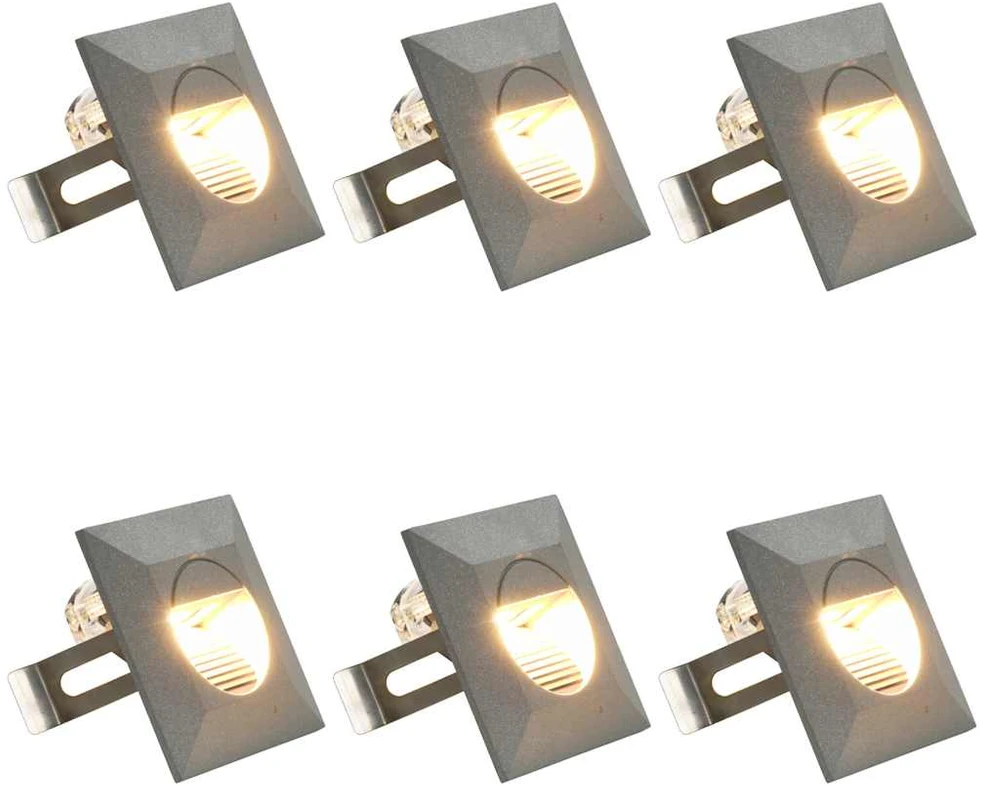 Sieniniai lauko LED šviestuvai, 6vnt., sidabriniai, 5W