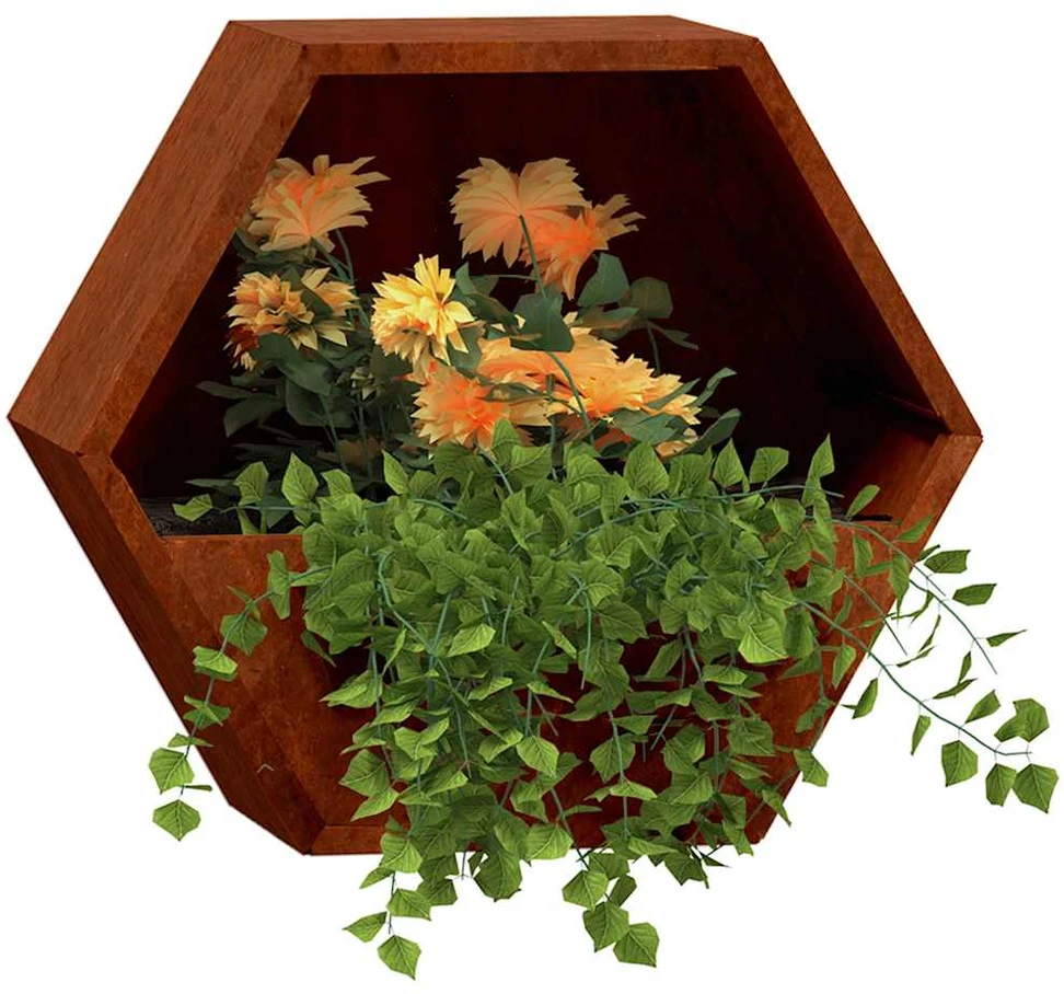 Sieniniai loveliai, 2vnt., rūdžių, 46x10x40cm, Corten plienas