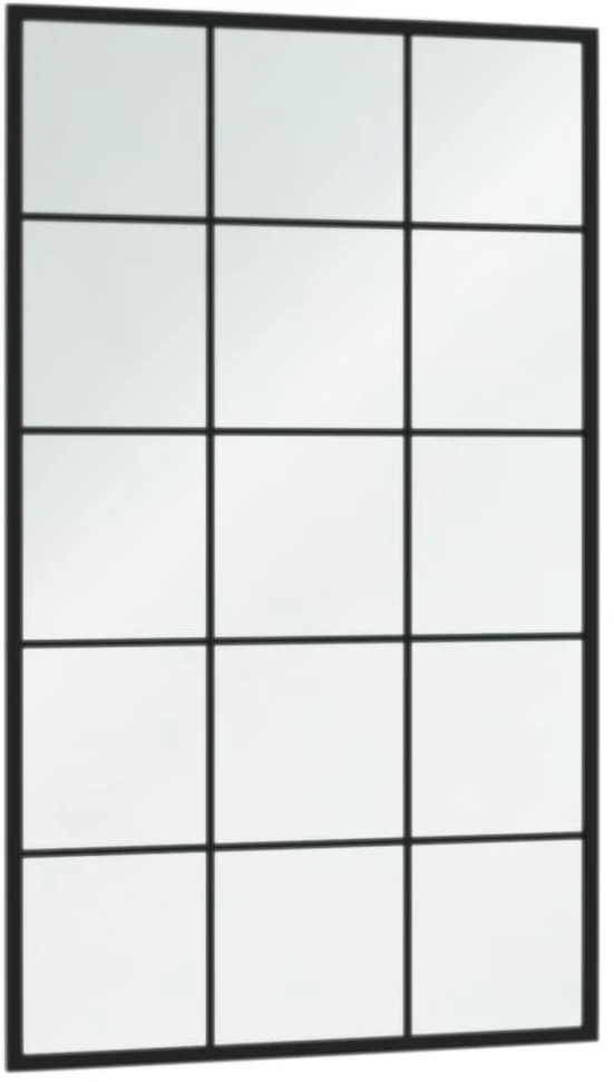 Sieniniai veidrodžiai, 6vnt., juodos spalvos, 100x60cm, metalas