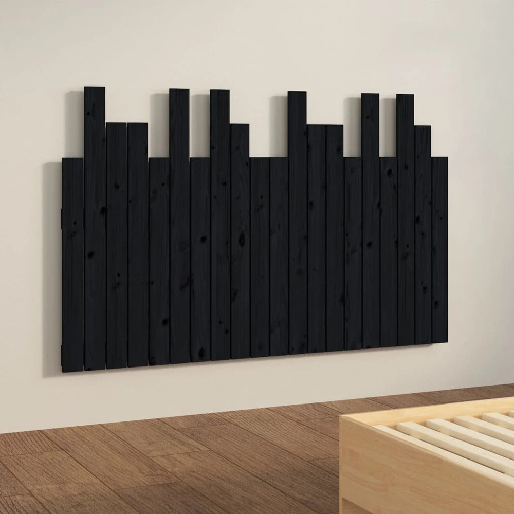 Lova Sieninis galvūgalis, juodas, 127,5x3x80cm, pušies masyvas