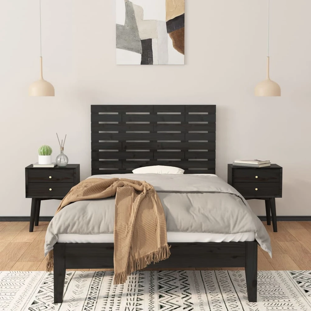 Lova Sieninis galvūgalis, juodas, 81x3x63cm, pušies medienos masyvas