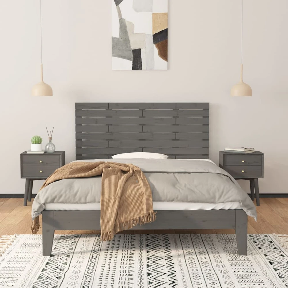 Lova Sieninis galvūgalis, pilkas, 146x3x63cm, pušies masyvas