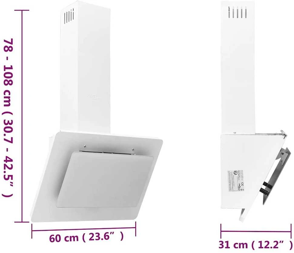 Sieninis gartraukis, baltas, 60cm, plienas ir grūdintas stiklas