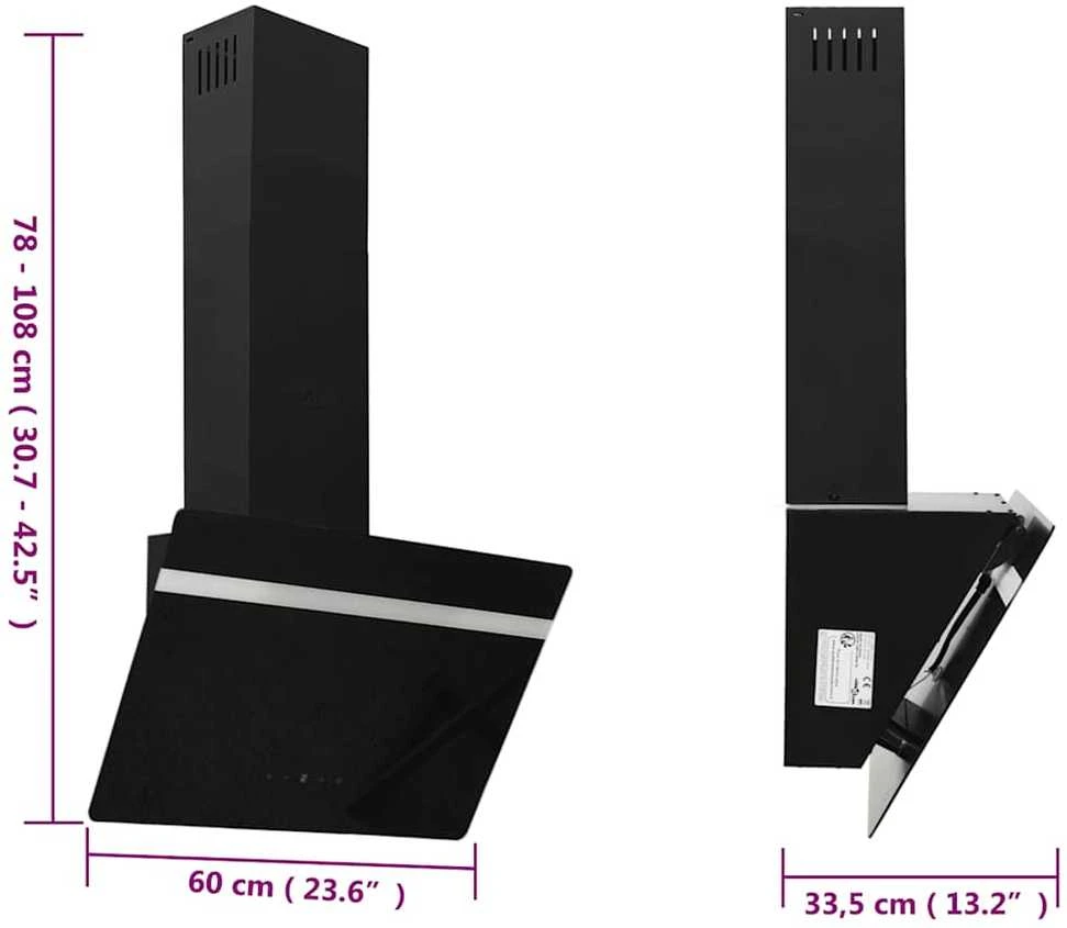 Sieninis gartraukis, juodas, 60cm, plienas ir grūdintas stiklas