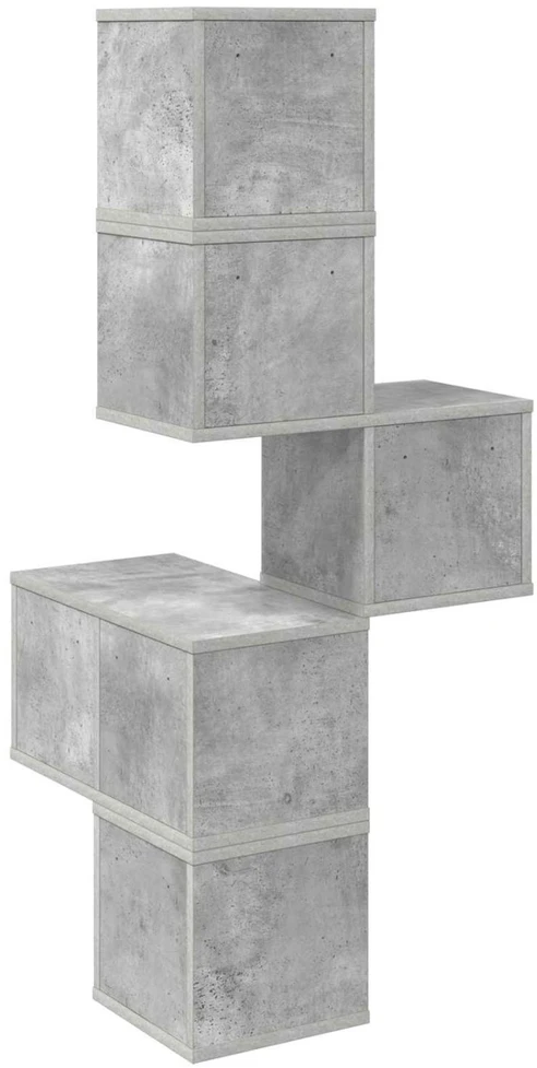 Sieninis kampinis lentynas Betono pilka 48 x 48 x 120 cm