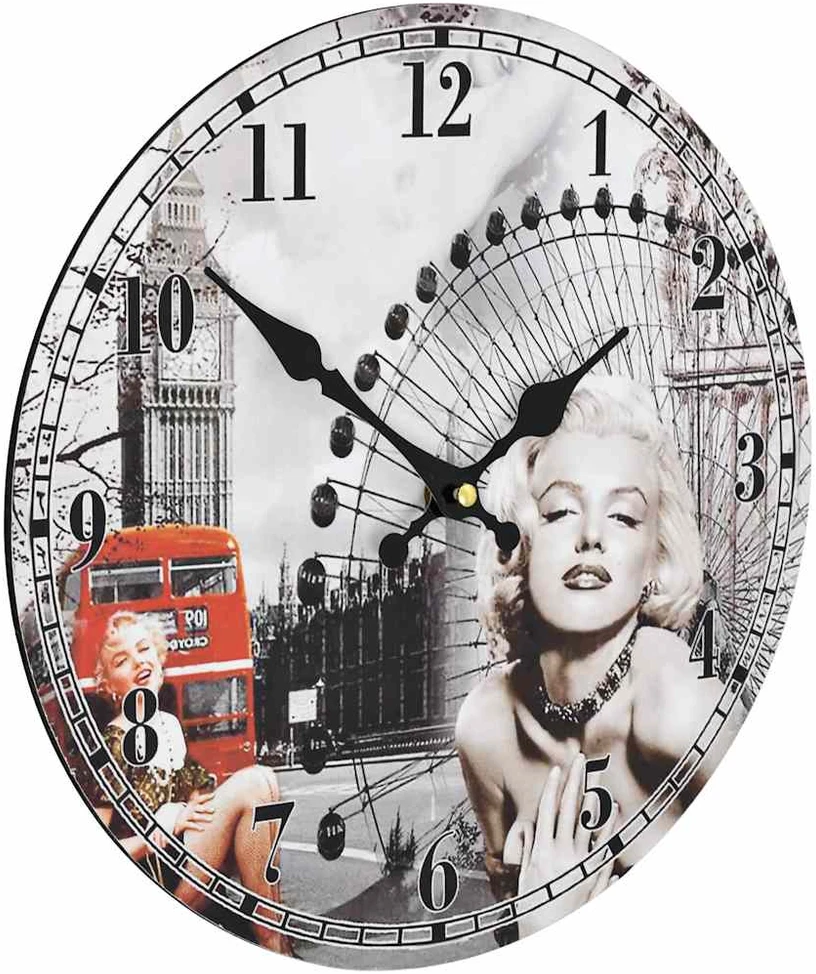 Sieninis laikrodis, 30cm, vintažinio dizaino, su Marilyn Monroe