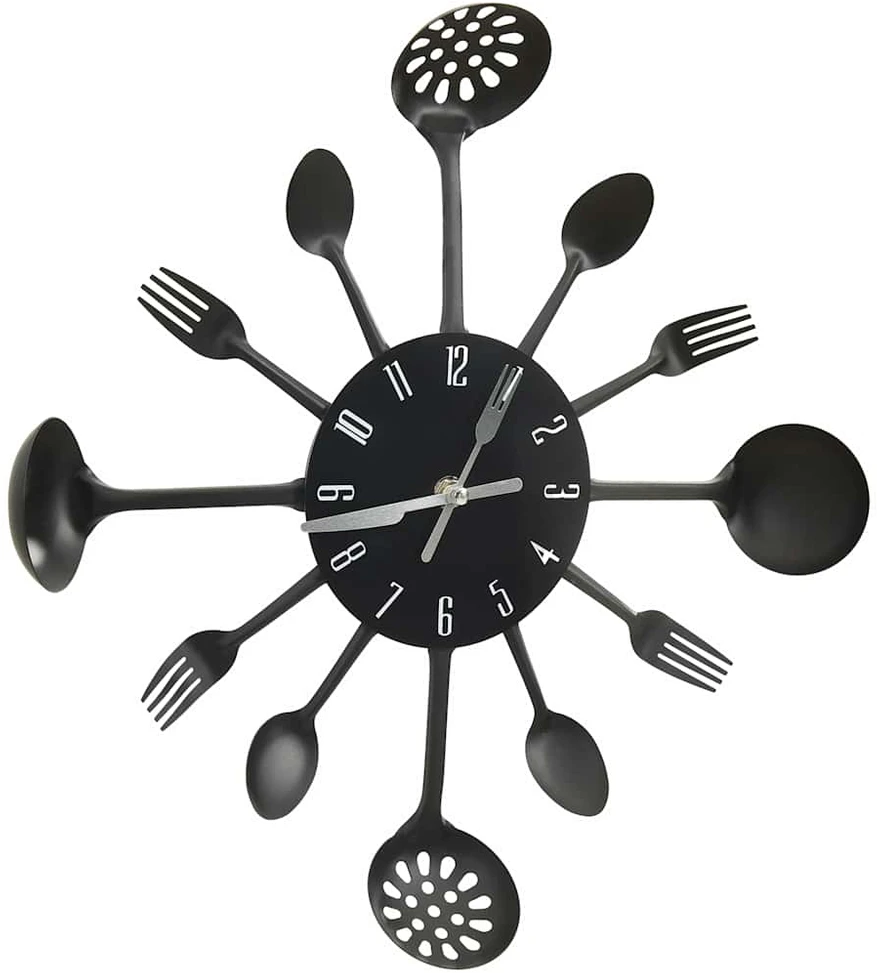 Sieninis laikrodis, juodas, 40cm, aliuminis