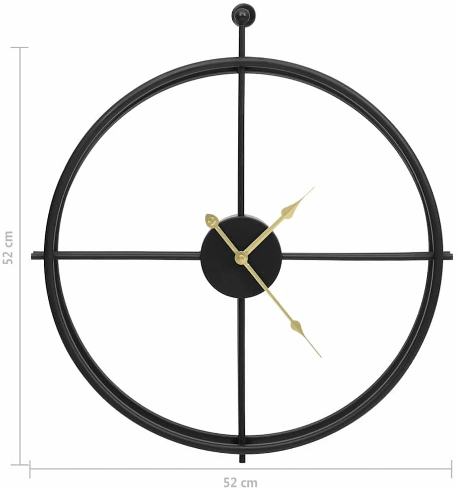 Sieninis laikrodis, juodos spalvos, 52cm, geležis