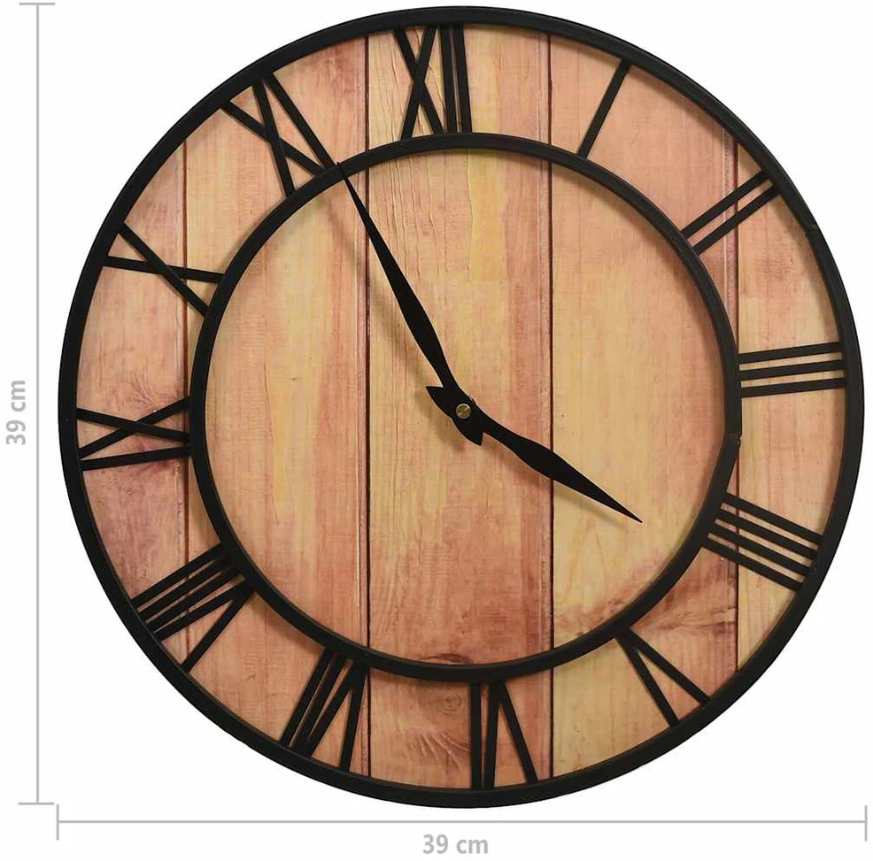 Sieninis laikrodis, rudas ir juodas, 39cm, MDF ir geležis