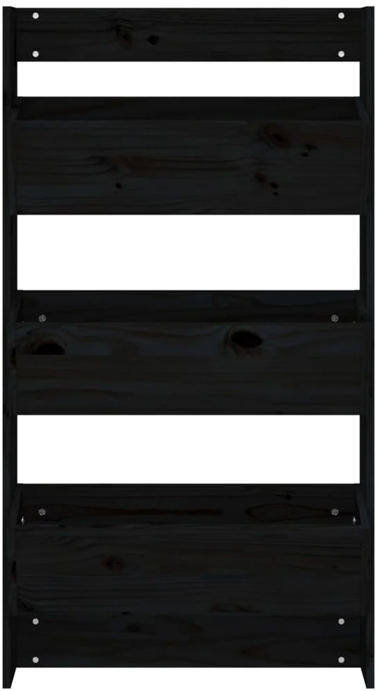 Sieninis lovelis, 3 aukštų, juodas, 60x18,5x110cm, pušis
