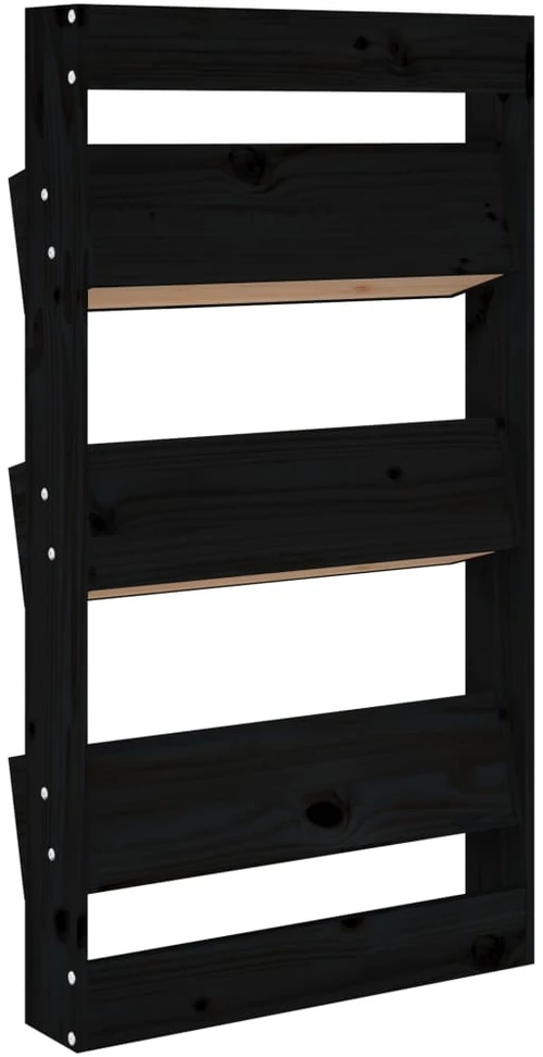 Sieninis lovelis, 3 aukštų, juodas, 60x18,5x110cm, pušis