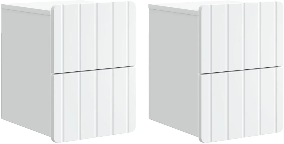 Sieninis naktinis staliukas 2 vnt. Balta 33 x 34,5 x 43 cm