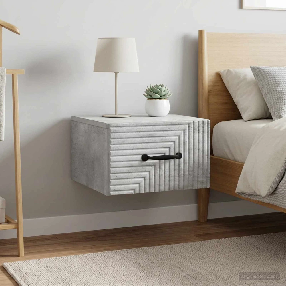 Sieninis naktinis staliukas 2 vnt. Betono pilka