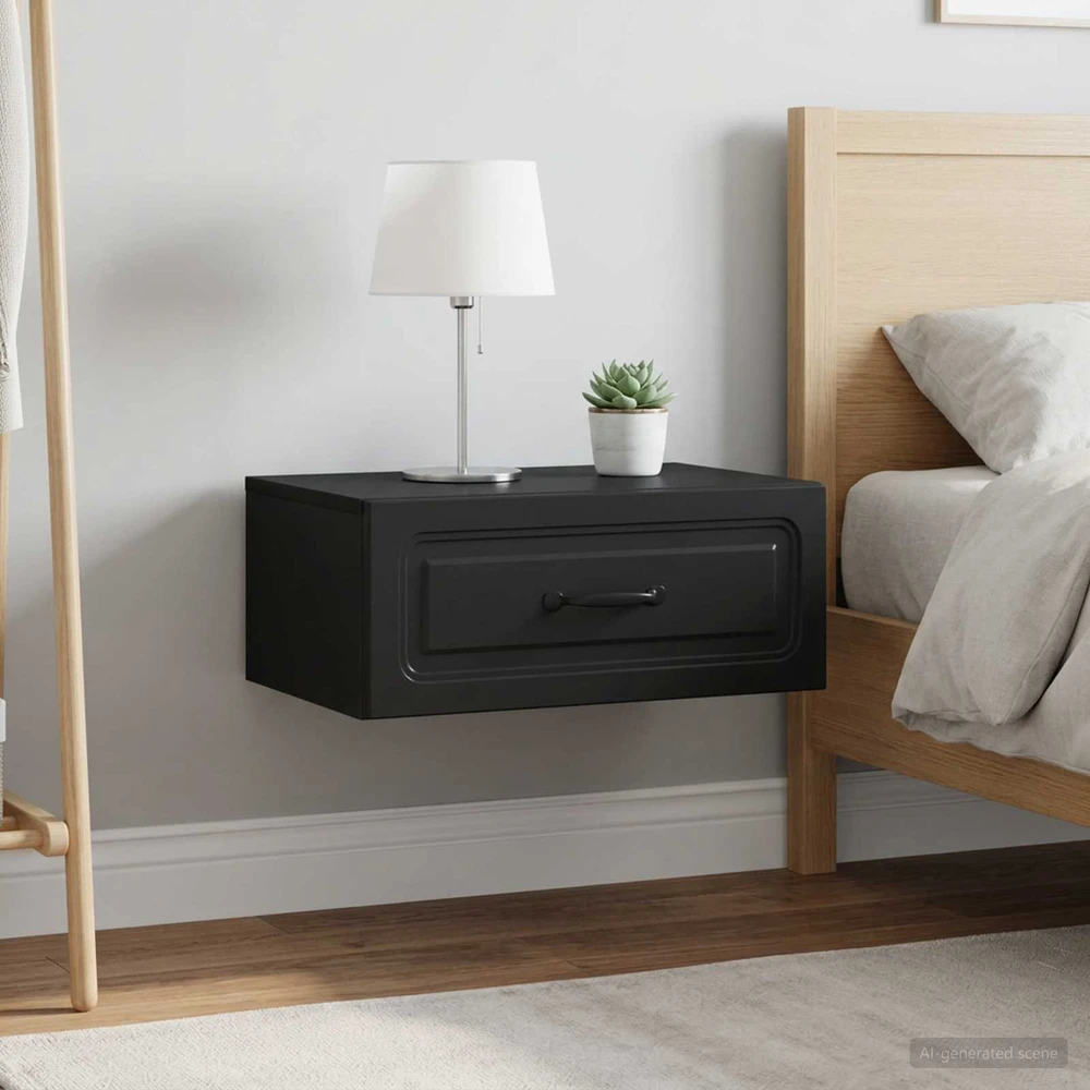 Sieninis naktinis staliukas 2 vnt. Juoda 49 x 34,5 x 20 cm