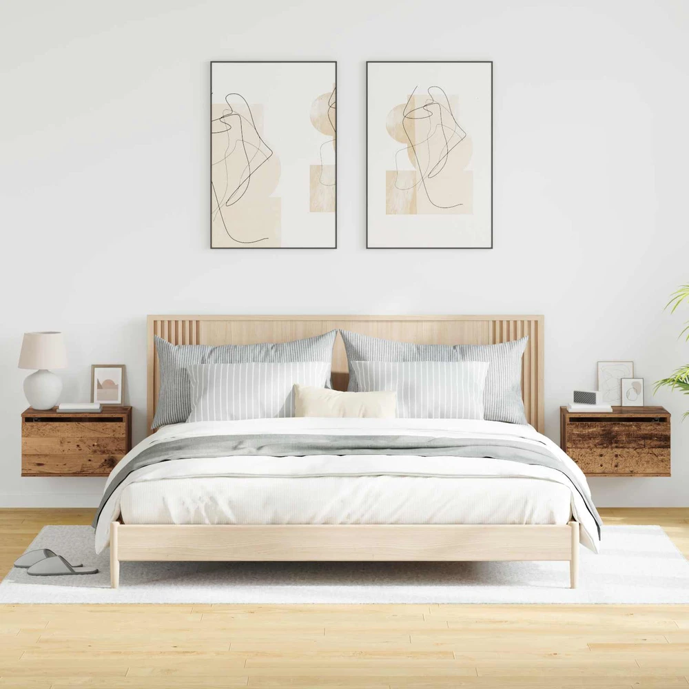 Sieninis naktinis staliukas 2 vnt. Senas medis 50 x 36 x 30 cm