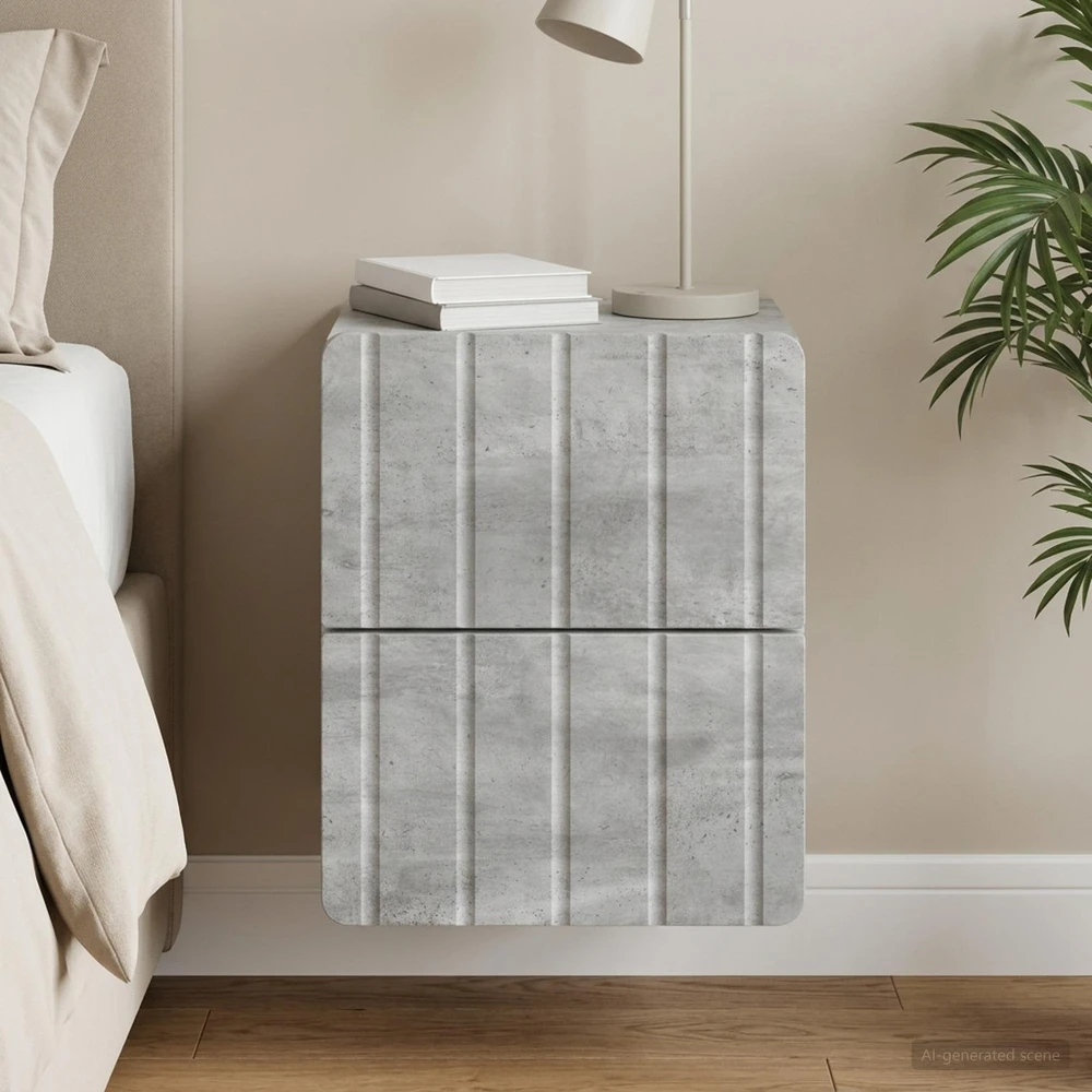 Sieninis naktinis staliukas Betono pilka 33 x 34,5 x 43 cm
