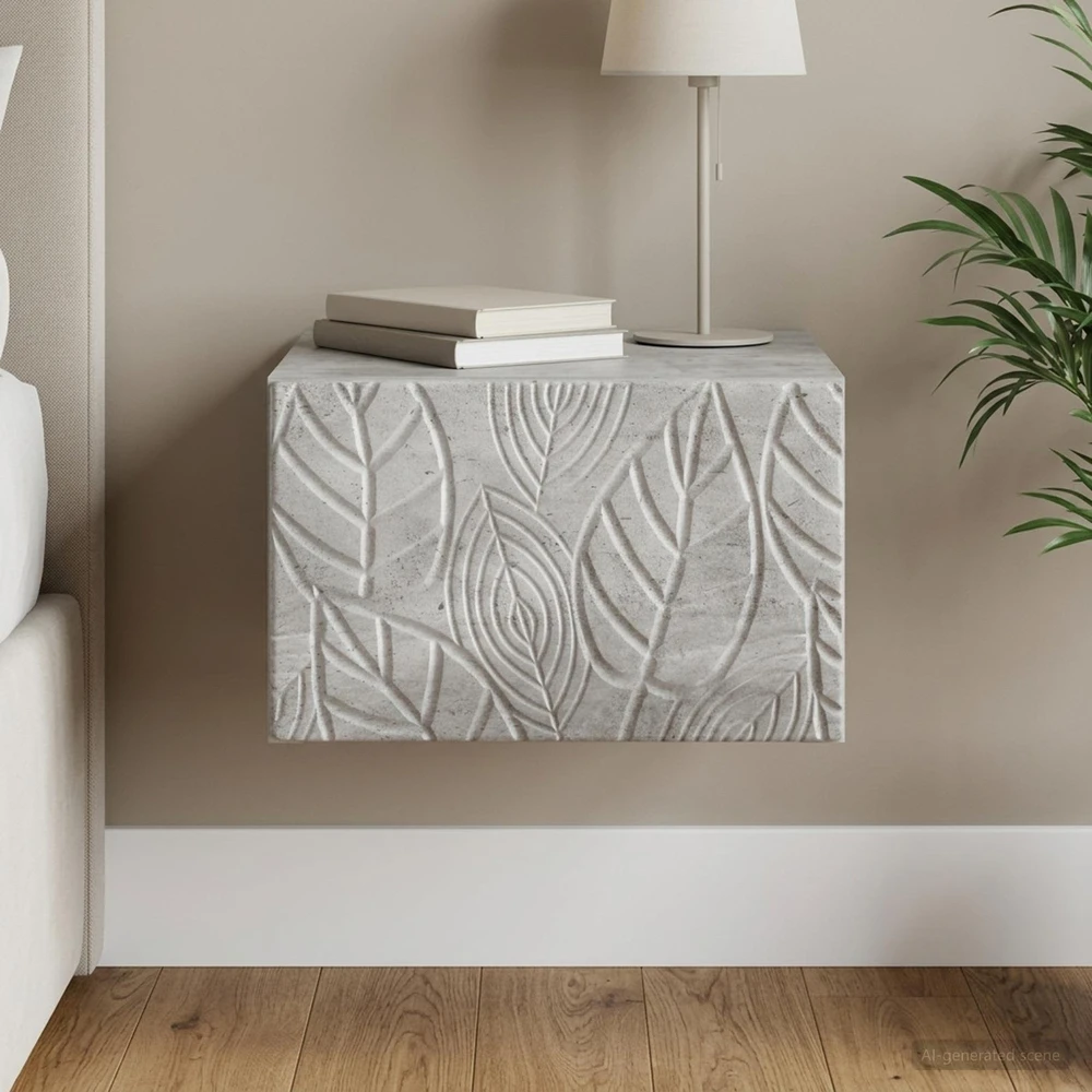 Sieninis naktinis staliukas Betono pilka 49 x 34,5 x 20 cm